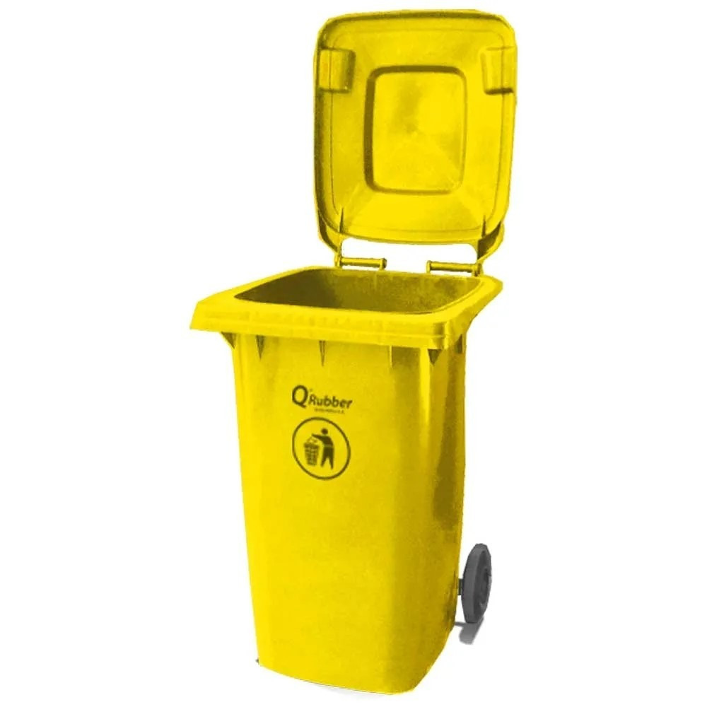 CONTENEDOR BASURA QRUBBER 240LTS AMARILLO