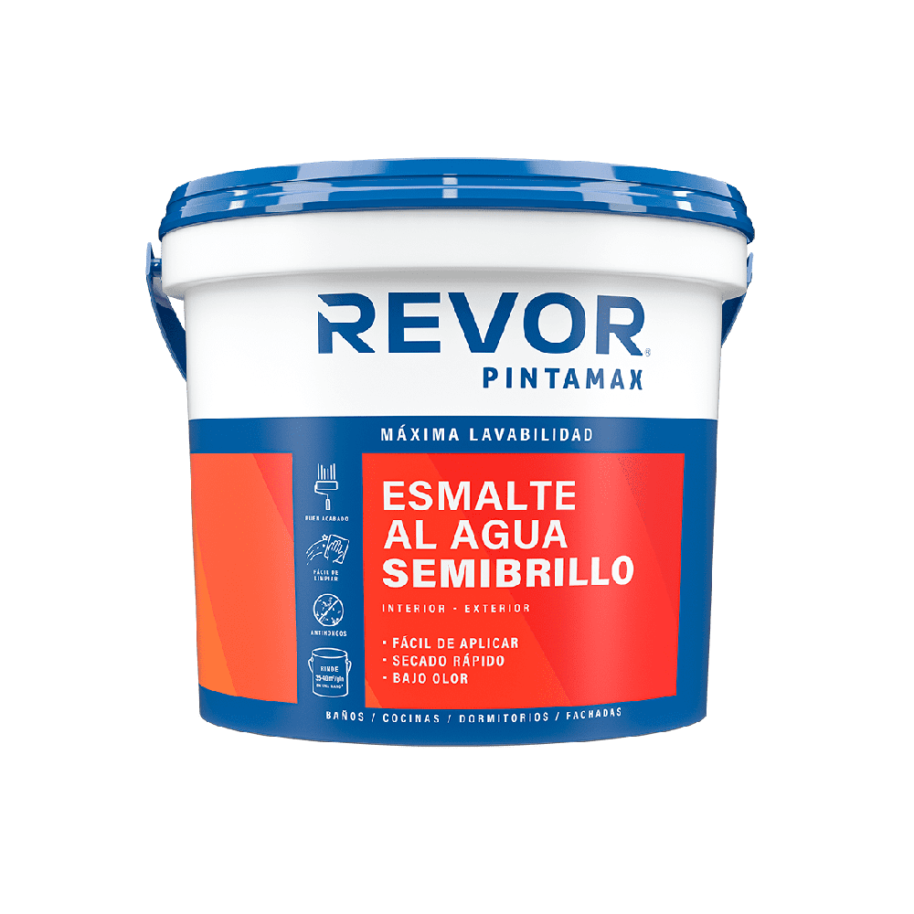 Esmalte Al Agua Semibrillo Pintamax Revor Bco 1gl