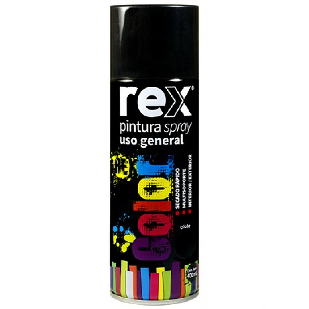 Pintura Spray Gral. Negro Brill. Tarro 400ml Rex