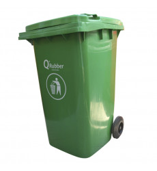 CONTENEDOR BASURA  QRUBBER 240LTS. VERDE